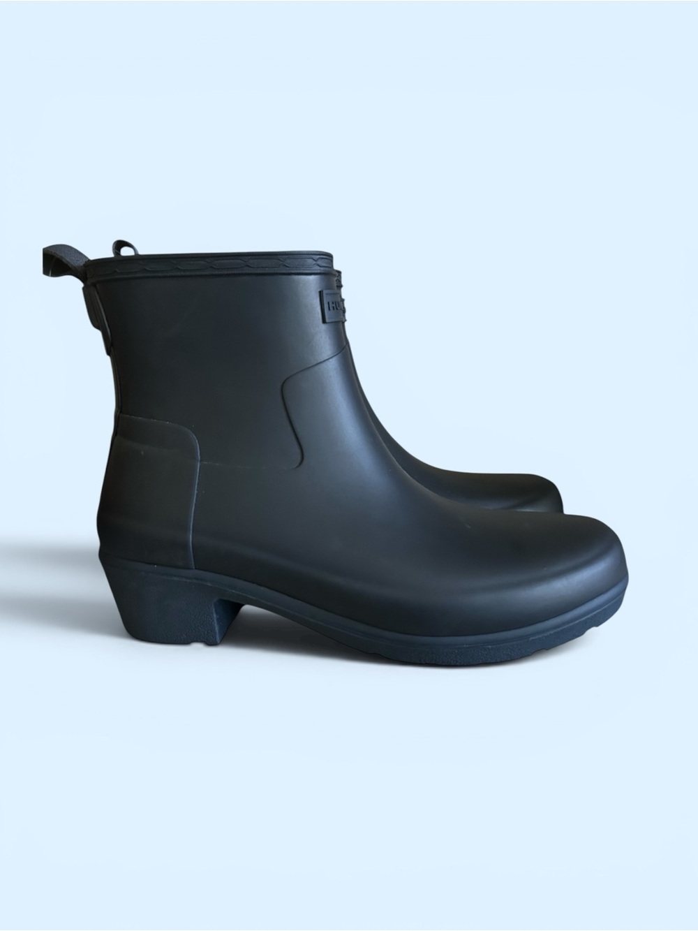 Hunter Refined Low Heel Ankle Biker Boots Low Block Heel NEW without tags